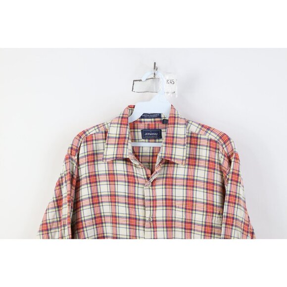 Vintage 70s Streetwear Mens Large Faded Flannel Collared Button Shirt Plaid - Picture 2 of 11